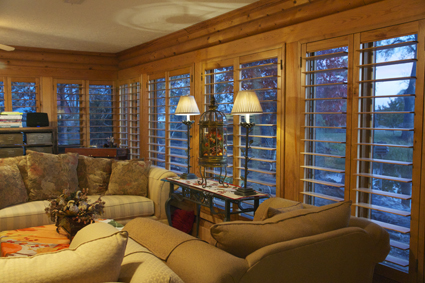 Log Cabin Room With Cozy Shutters from Marco Shutters