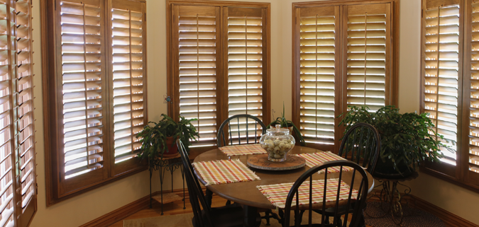Custom Indoor Plantation Shutters Stained to Match Your Decor