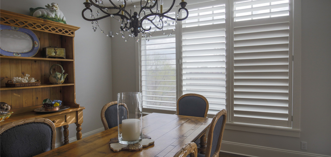 Hidden tilt rods allow shutters to be easily adjusted to control light.