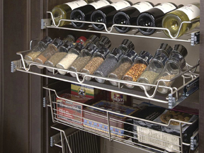 Marco Closets has pantry spice racks for an organized kitchen pantry